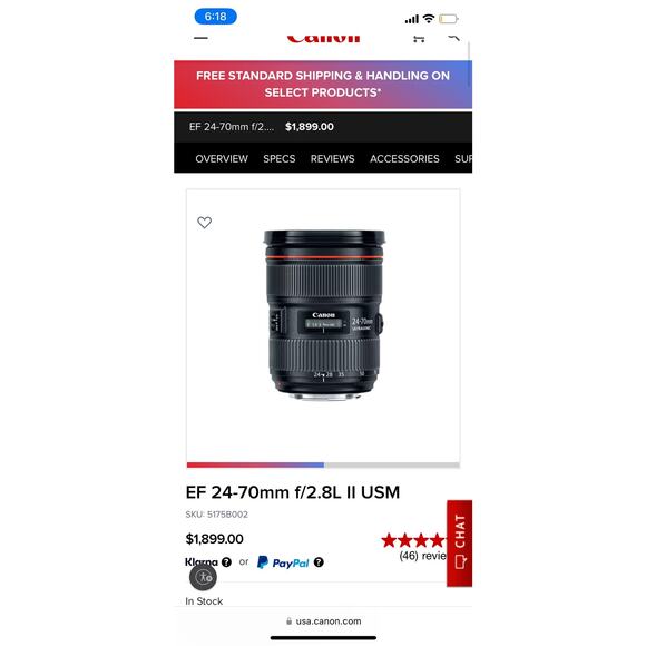 Canon EF 24-70mm f/2.8L II USM Standard Zoom Lens w/ Mount Adapter - Picture 7 of 8